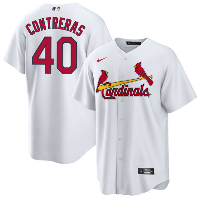 Custom Men’s St. Louis Cardinals #40 Willson Contreras White Cool Base Stitched Jersey