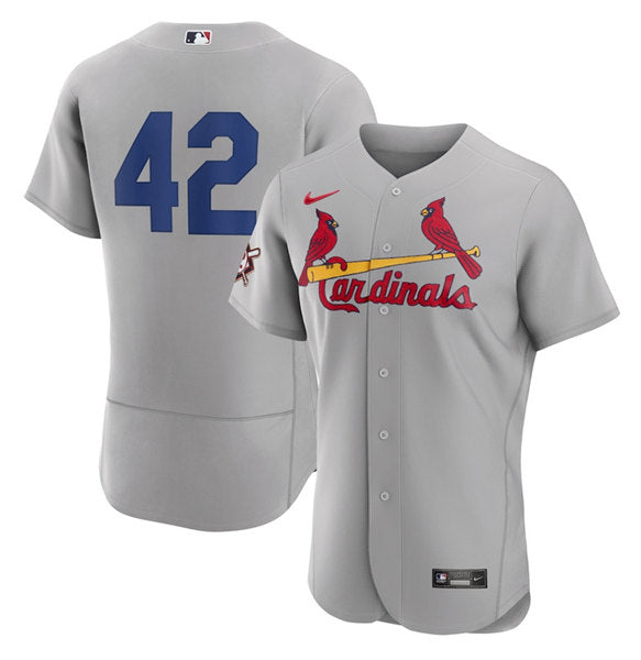 Custom Men’s St. Louis Cardinals #42 Jackie Robinson Grey Flex Base Stitched Jersey