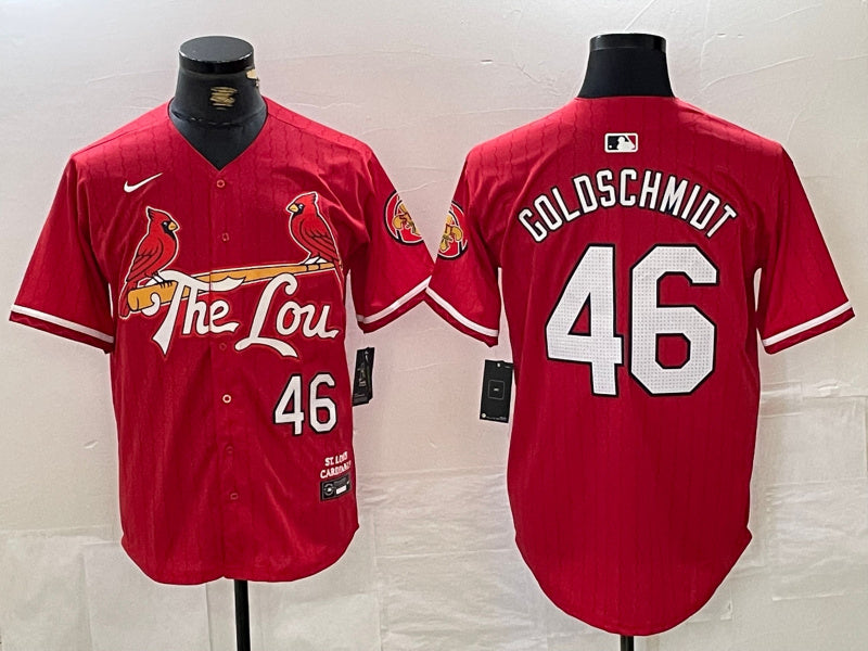 Custom Men’s St. Louis Cardinals #46 Paul Goldschmidt Red 2024 City Connect Stitched Baseball Jerseys