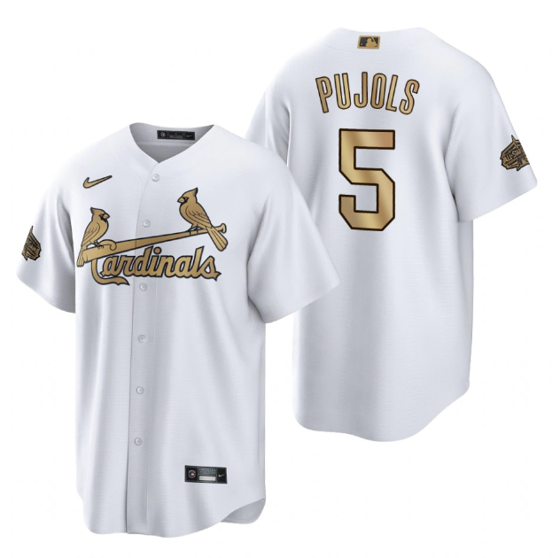 Custom Men’s St. Louis Cardinals #5 Albert Pujols 2022 All-Star White Cool Base Stitched Baseball Jersey