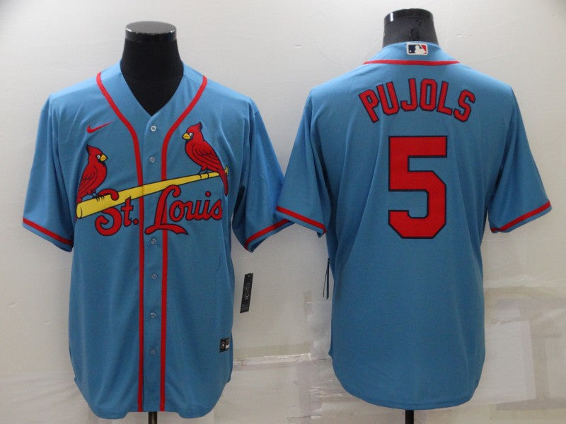 Custom Men’s St. Louis Cardinals #5 Albert Pujols Blue Cool Base Stitched Jersey