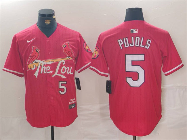 Custom Men’s St. Louis Cardinals #5 Albert Pujols Red 2024 City Connect Stitched Baseball Jersey
