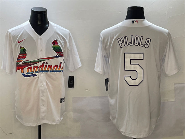 Custom Men’s St. Louis Cardinals #5 Albert Pujols White Cool Base Stitched Baseball Jersey
