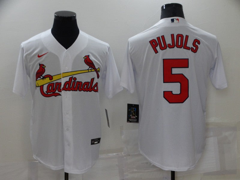 Custom Men’s St. Louis Cardinals #5 Albert Pujols White Cool Base Stitched Jersey
