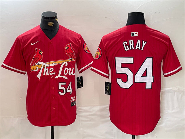 Custom Men’s St. Louis Cardinals #54 Sonny Gray Red 2024 City Connect Stitched Baseball Jersey