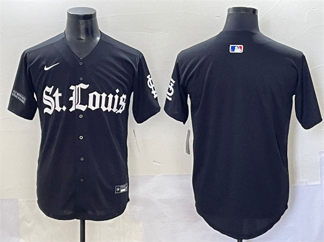 Custom Men’s St. Louis Cardinals Blank Black ‘Gothic Legacy Edition’ Vapor Premier Limited Stitched Baseball Jersey