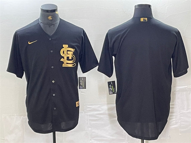 Custom Men’s St. Louis Cardinals Blank Black Cool Base Stitched Jersey