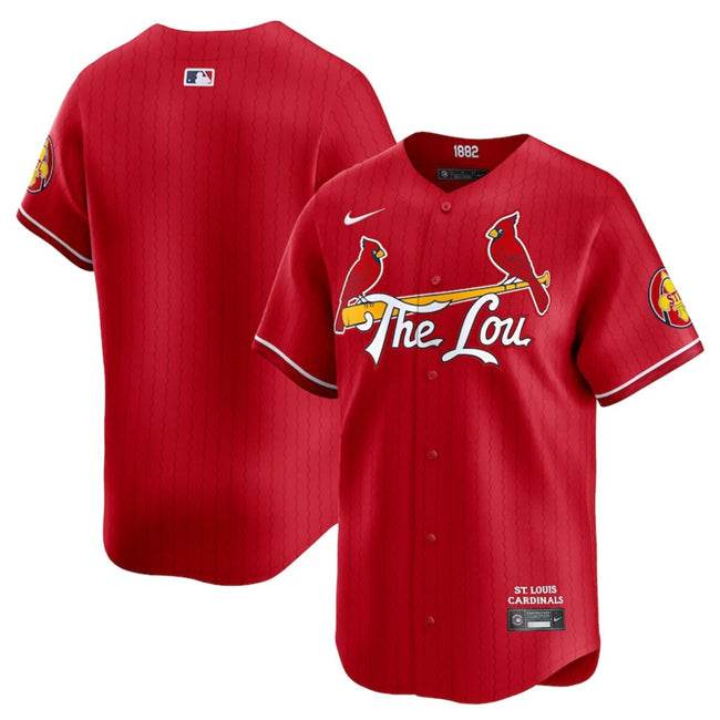 Custom Men’s St. Louis Cardinals Blank Red 2024 City Connect Limited Stitched Baseball Jersey