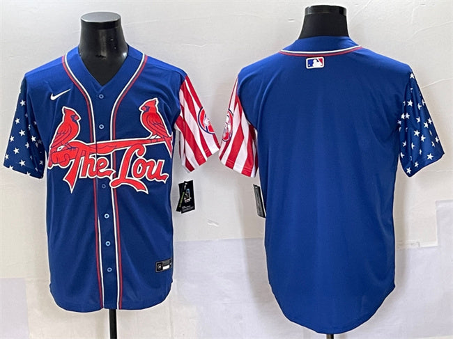 Custom Men’s St.Louis Cardinals Blank Royal Independence Day Vapor Premier Limited Stitched Baseball Jersey