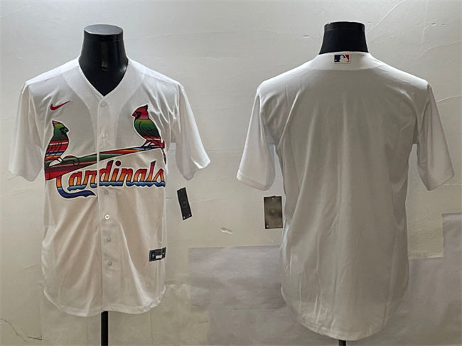 Custom Men’s St. Louis Cardinals Blank White Cool Base Stitched Baseball Jerseys