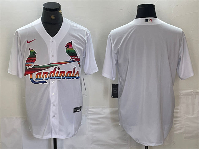 Custom Men’s St. Louis Cardinals Blank White Cool Base Stitched Jersey