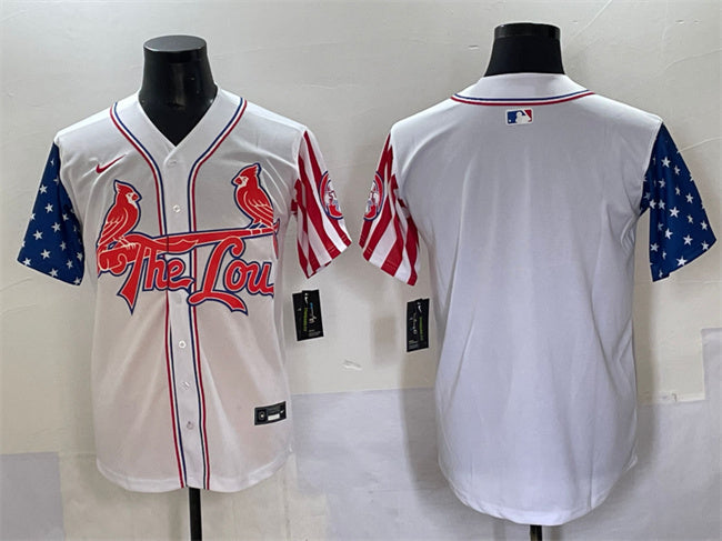 Custom Men’s St.Louis Cardinals Blank White Independence Day Vapor Premier Limited Stitched Baseball Jersey