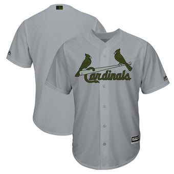 Custom Men’s St. Louis Cardinals Majestic Gray 2018 Memorial Day Cool Base Team Custom Jersey