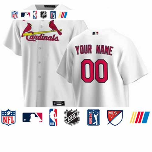 Custom Men’s St. Louis Cardinals White Home 2020 Replica Custom Jersey