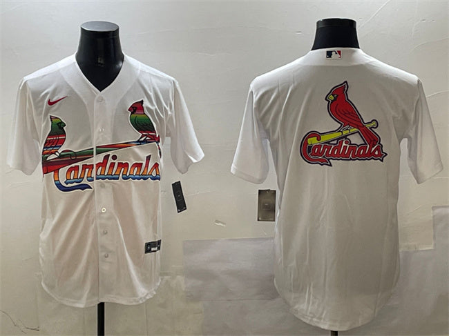 Custom Men’s St. Louis Cardinals Team Big Logo White Cool Base Stitched Baseball Jerseys