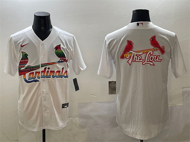 Custom Men’s St. Louis Cardinals Team Big Logo White Cool Base Stitched Baseball Jerseys