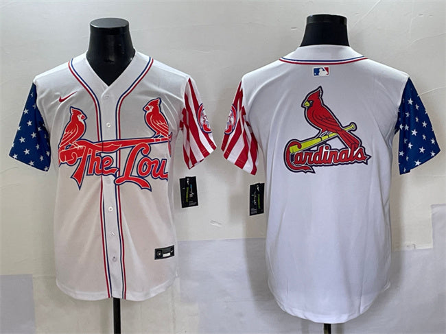 Custom Men’s St.Louis Cardinals Team Big Logo White Independence Day Vapor Premier Limited Stitched Baseball Jerseys