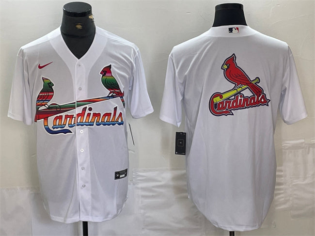 Custom Men’s St. Louis Cardinals White Team Big Logo Cool Base Stitched Jersey