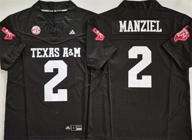 Custom Men’s Texas A&M Aggies Lions #2 Johnny Manziel Black 2025 F.U.S.E. Stitched Jersey