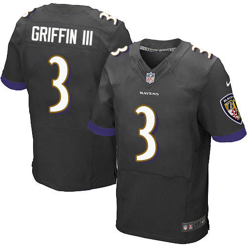 Custom Men Baltimore Ravens #3 Robert Griffin III Elite Black Jersey