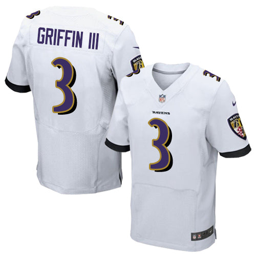 Custom Men Baltimore Ravens #3 Robert Griffin III Elite White Jersey