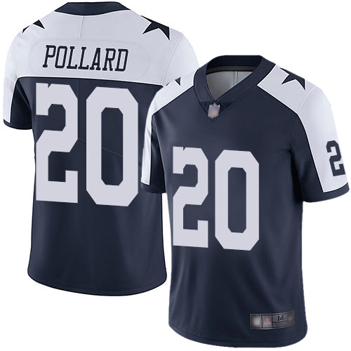 Custom Men Dallas Cowboys #20 Tony Pollard Vapor Untouchable Limited Navy Blue Throwback Jersey