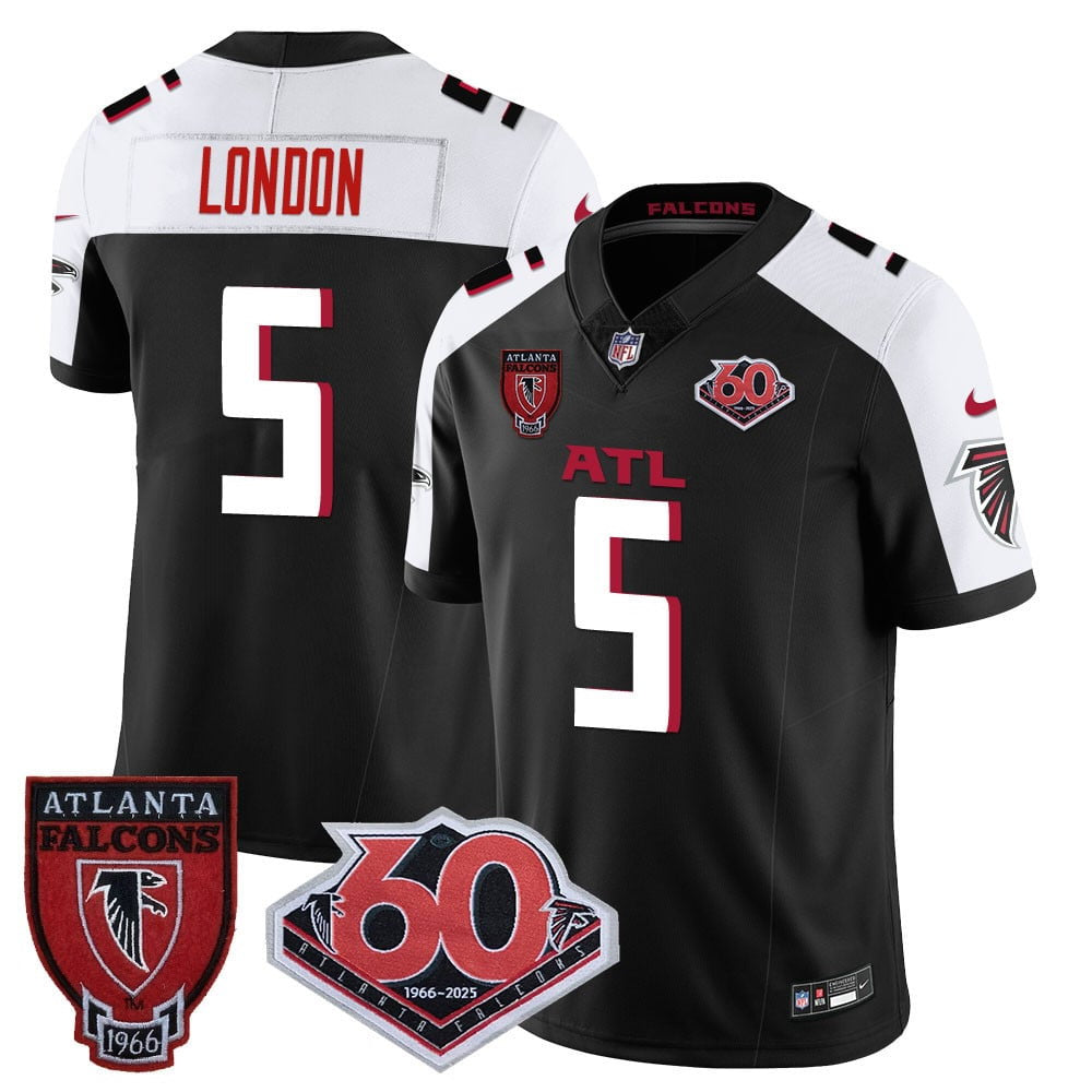 Custom Men’s #5 Drake London Atlanta Falcons 60th Season Vapor Limited Jerseys