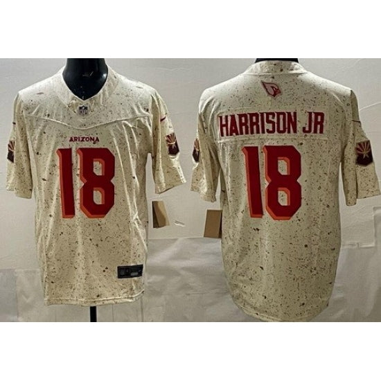 Custom Men’s Arizona Cardinals #18 Marvin Harrison Jr Limited Cream Rivalries FUSE Vapor Jersey