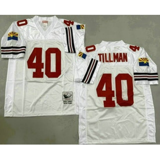 Custom Men’s Arizona Cardinals #40 Pat Tillman White Throwback Jersey