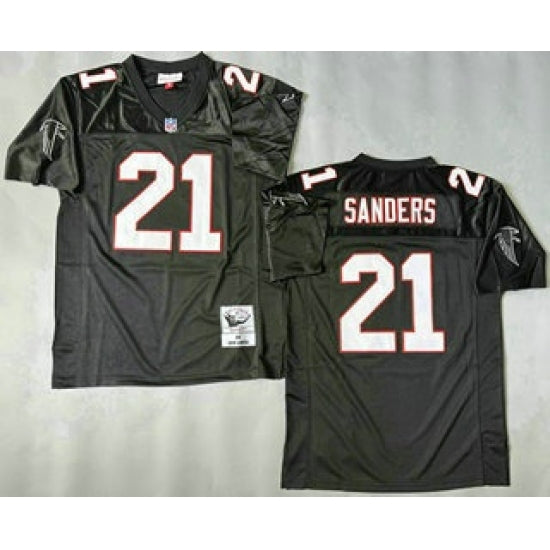 Custom Men’s Atlanta Falcons #21 Deion Sanders Black 1992 Throwback Jersey
