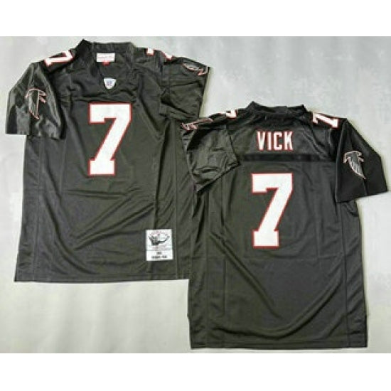 Custom Men’s Atlanta Falcons #7 Michael Vick Black 2003 Throwback Jersey