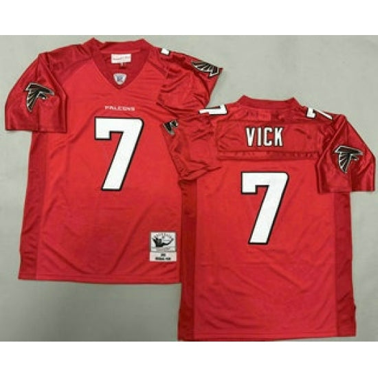 Custom Men’s Atlanta Falcons #7 Michael Vick Red 2003 Throwback Jersey