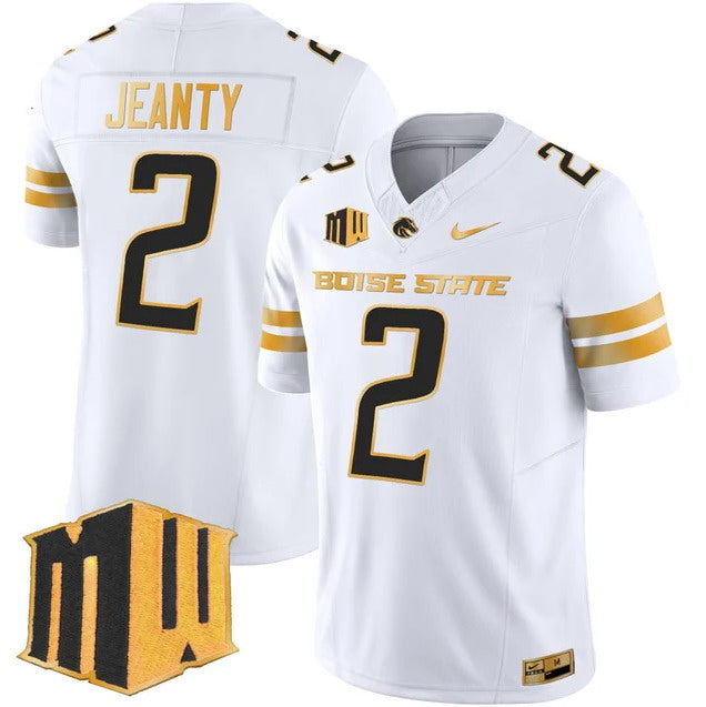 Custom Men’s Boise State Broncos 2024 Gold Vapor Limited White Jersey