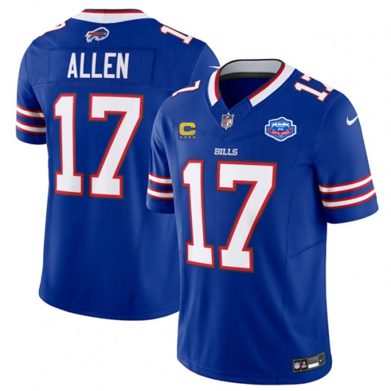 Custom Men’s Buffalo Bills #17 Josh Allen Blue 2025 F.U.S.E. With Farewell And 4-Star C Vapor Untouchable Limited Football Stitched Jersey