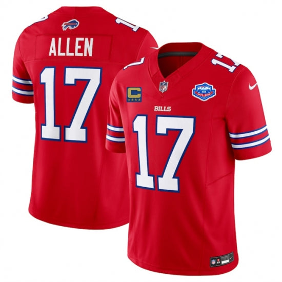 Custom Men’s Buffalo Bills #17 Josh Allen Red 2025 F.U.S.E. With Farewell And 4-Star C Vapor Untouchable Limited Football Stitched Jersey