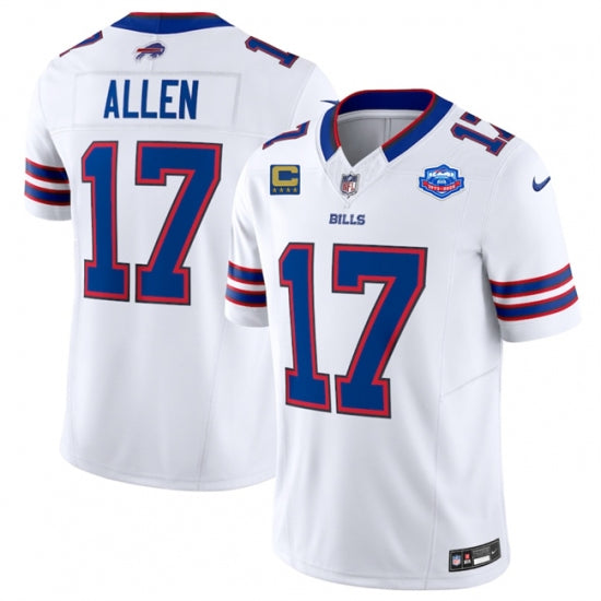 Custom Men’s Buffalo Bills #17 Josh Allen White 2025 F.U.S.E. With Farewell And 4-Star C Vapor Untouchable Limited Football Stitched Jersey
