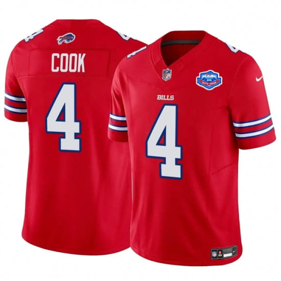 Custom Men’s Buffalo Bills #4 James Cook Red 2025 F.U.S.E. With Farewell Vapor Untouchable Limited Football Stitched Jersey