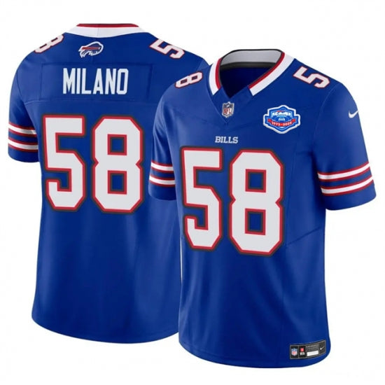 Custom Men’s Buffalo Bills #58 Matt Milano Blue 2025 F.U.S.E. With Farewell Vapor Untouchable Limited Football Stitched Jersey