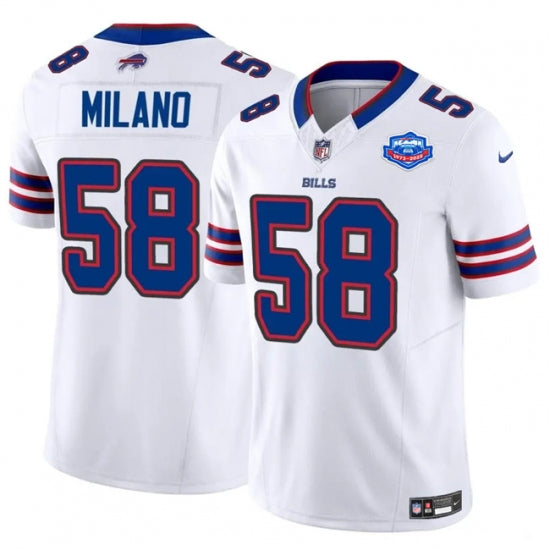 Custom Men’s Buffalo Bills #58 Matt Milano White 2025 F.U.S.E. With Farewell Vapor Untouchable Limited Football Stitched Jersey