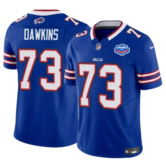 Custom Men’s Buffalo Bills #73 Dion Dawkins Blue 2025 F.U.S.E. With Farewell Vapor Untouchable Limited Football Stitched Jersey