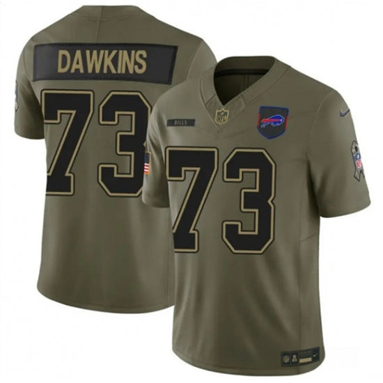 Custom Men’s Buffalo Bills #73 Dion Dawkins Olive 2025 F.U.S.E. Salute to Service Limited Football Stitched Jersey
