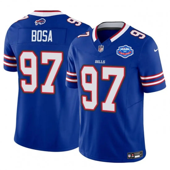 Custom Men’s Buffalo Bills #97 Joey Bosa Blue 2025 F.U.S.E. With Farewell Vapor Untouchable Limited Football Stitched Jersey