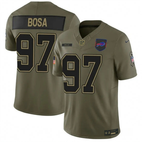 Custom Men’s Buffalo Bills #97 Joey Bosa Olive 2025 F.U.S.E. Salute to Service Limited Football Stitched Jersey
