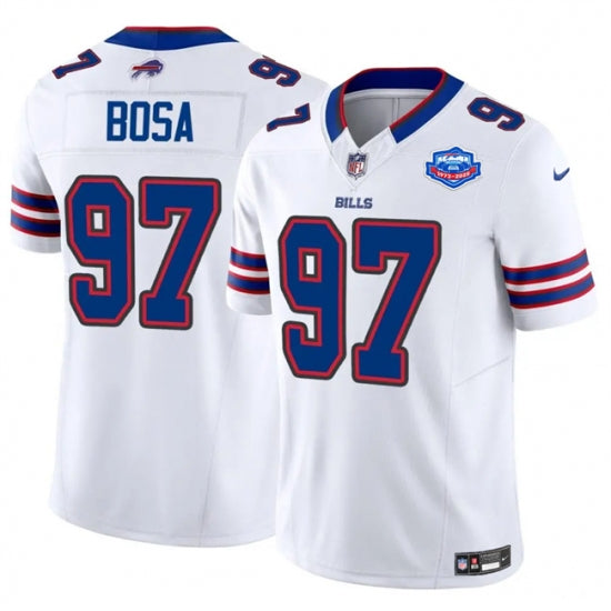 Custom Men’s Buffalo Bills #97 Joey Bosa White 2025 F.U.S.E. With Farewell Vapor Untouchable Limited Football Stitched Jersey