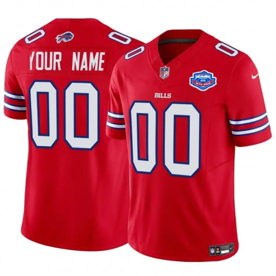 Custom Men’s Buffalo Bills Active Player Custom Red 2025 F.U.S.E. With Farewell Patch Vapor Untouchable Limited Football Stitched Jersey