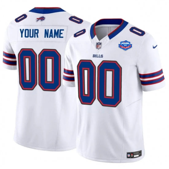Custom Men’s Buffalo Bills Active Player Custom White 2025 F.U.S.E. With Farewell Patch Vapor Untouchable Limited Football Stitched Jersey