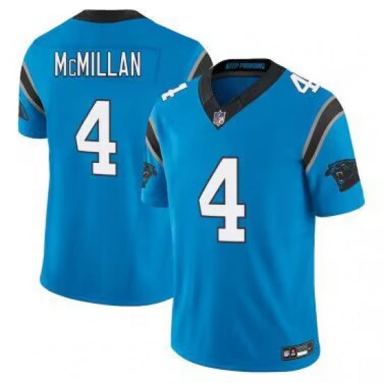 Custom Men’s Carolina Panthers #4 Tetairoa McMillan Blue Limited Stitched Jersey