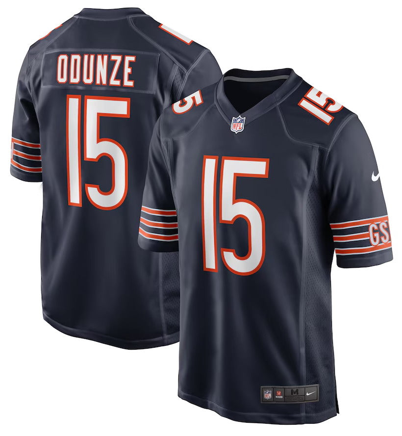 Custom Men’s Chicago #15 Bears Rome Odunze Navy 2024 Jersey