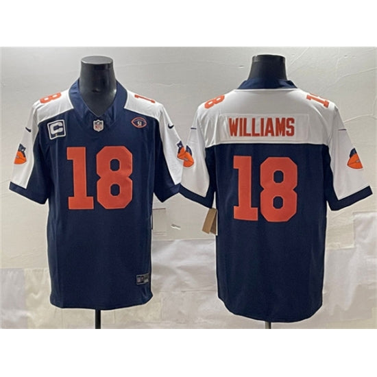 Custom Men’s Chicago Bears #18 Caleb Williams Navy White F.U.S.E. With 1-star C And No. 51 Throwback Football Stitched Jersey