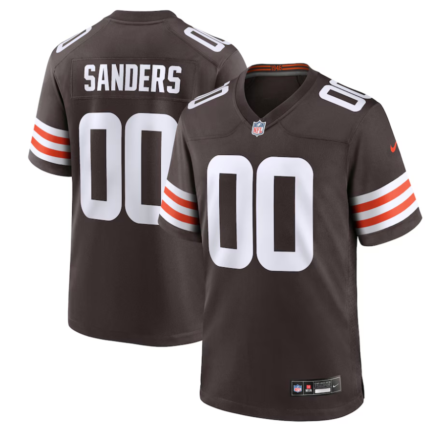 Custom Men’s Cleveland Browns #00 Shedeur Sanders Brown 2025 NFL Draft Game Jersey